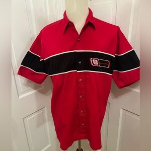 Dale Jr Racing Shirt Budweiser #8 Men Sz L NASCAR‎ Y2K VTG Red Black Embroidered